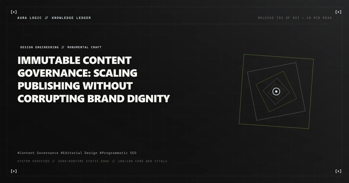 Immutable Content Governance: Scaling Publishing Without Corrupting Brand Dignity