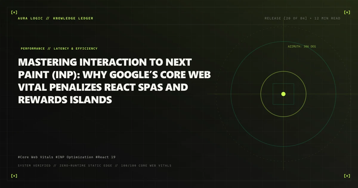 Mastering Interaction to Next Paint (INP): Why Google’s Core Web Vital Penalizes React SPAs and Rewards Islands