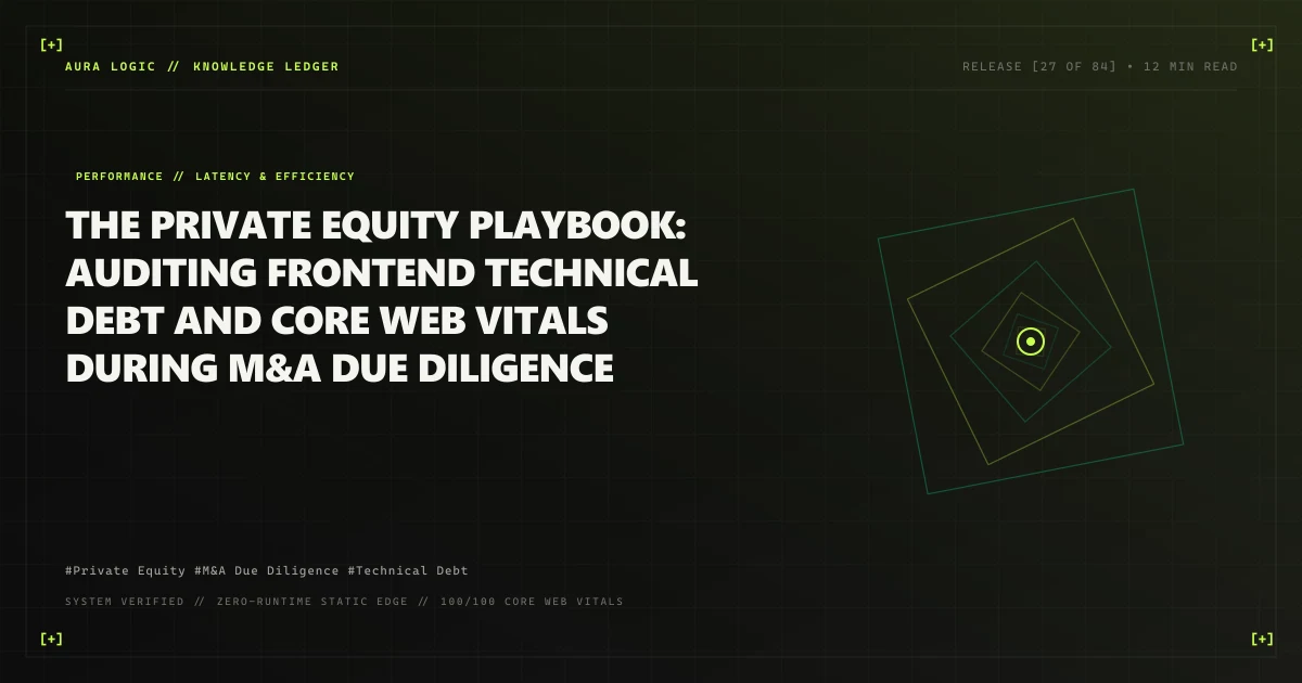 The Private Equity Playbook: Auditing Frontend Technical Debt and Core Web Vitals During M&A Due Diligence