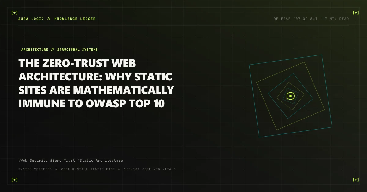 The Zero-Trust Web Architecture: Why Static Sites Are Mathematically Immune to OWASP Top 10
