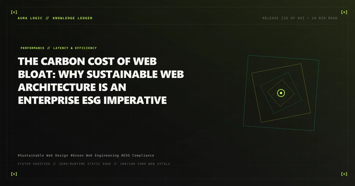 The Carbon Cost of Web Bloat: Why Sustainable Web Architecture is an Enterprise ESG Imperative
