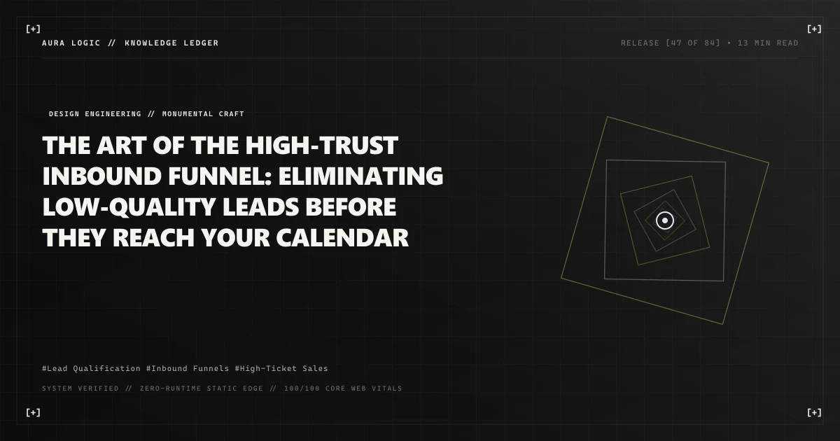 The Art of the High-Trust Inbound Funnel: Eliminating Low-Quality Leads Before They Reach Your Calendar