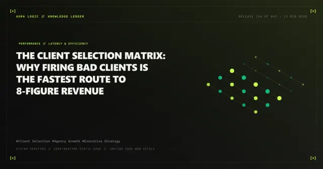 Choosing Clients Who Fit Your Business — cover card with an isometric grid of connected nodes