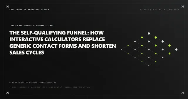 Helping Buyers Plan with a Price Estimator — cover card with an isometric grid of connected nodes