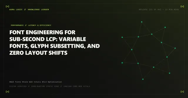 Loading Website Fonts Without Layout Jumps — cover card with a constellation of connected points