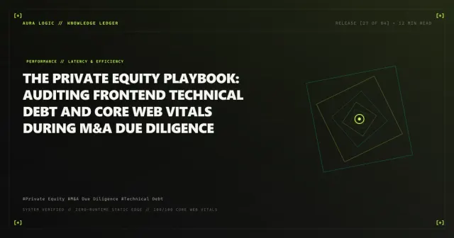 Website Due Diligence and Technical Debt — cover card with nested rotated squares